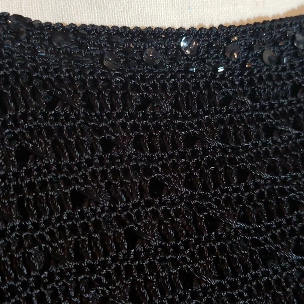Emma James Black Knit Top Lined Sequins Elegant NWOT